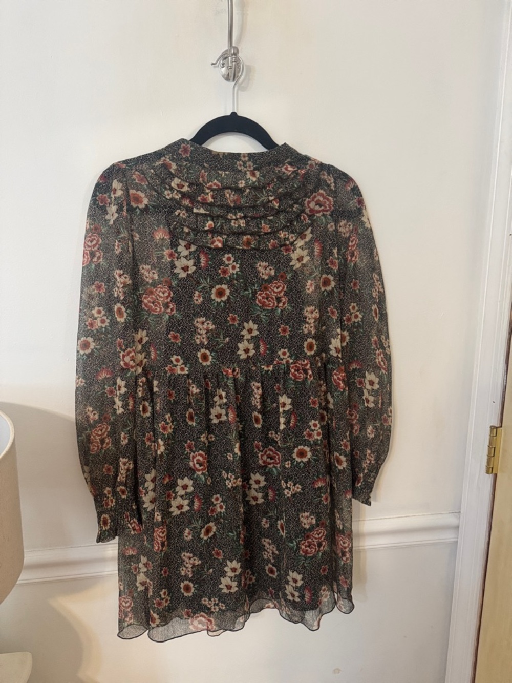 Zara Floral Tiered Dress in Black, Rust and Green
